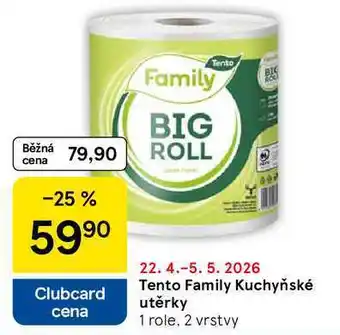 Tesco Tento Family Kuchyňské utěrky, 1 role, 2 vrstvy nabídka
