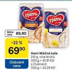 Tesco Hami Mléčná kaše, 210 g, více druhů nabídka
