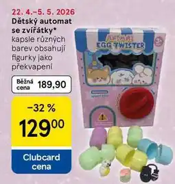 Tesco Dětský automat se zvířátky, kapsle různých barev obsahují figurky jako překvapení nabídka