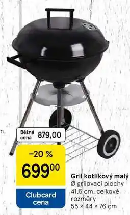 Tesco Gril kotlíkový malý, průměr grilovací plochy 41.5 cm, celkové rozměry 55 x 44 x 76 cm nabídka