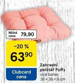Tesco Zahradní polštář Puffy více barev, 38 × 38 × 8 cm nabídka