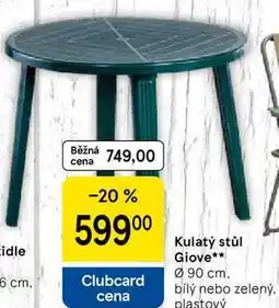 Tesco Kulatý stůl Giove, Ø 90 cm. bílý nebo zelený, plastový nabídka