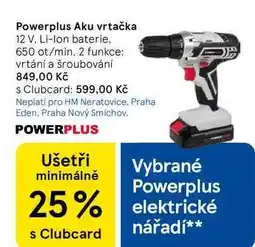 Tesco Powerplus Aku vrtačka, 12 V, Li-Ion baterie. 650 ot/min, 2 funkce: vrtání a šroubování nabídka