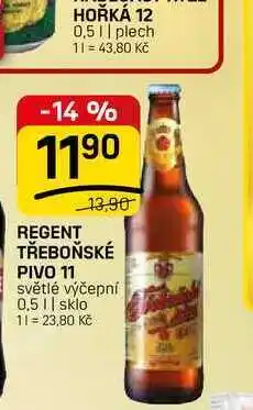 Flop REGENT TŘEBOŇSKÉ PIVO 11 světlé výčepní nabídka