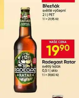 Hruška Radegast Ratar světlý ležák nabídka
