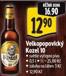 Albert Velkopopovický Kozel 10 světlé výčepní pivo nabídka