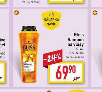 Billa Gliss šampon nabídka