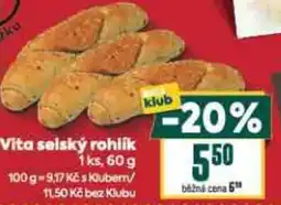 Billa Vita selský rohlík nabídka