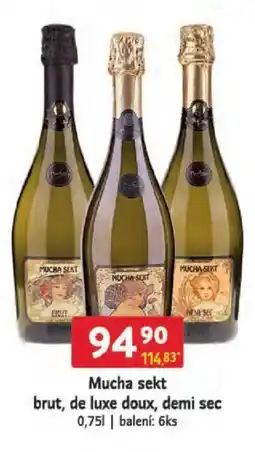 Qanto Mucha sekt brut, de luxe doux, demi sec nabídka