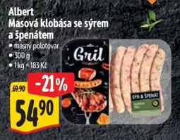 Albert Albert Masová klobása se sýrem a špenátem nabídka
