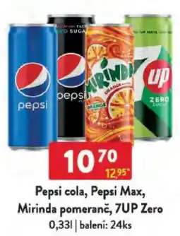 Qanto Pepsi cola, Pepsi Max, Mirinda pomeranč, 7UP Zero nabídka