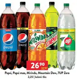 Qanto Pepsi, Pepsi max, Mirinda, Mountain Dew, 7UP Zero nabídka