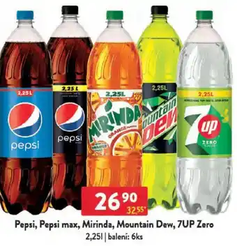 Qanto Pepsi, Pepsi max, Mirinda, Mountain Dew, 7UP Zero nabídka