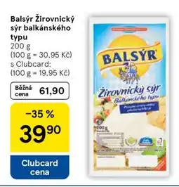 Tesco Balsýr Žirovnický sýr balkánského typu nabídka