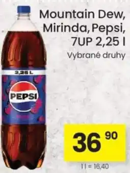 Kubík potraviny Mountain Dew, Mirinda, Pepsi, 7UP nabídka