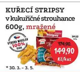 RABBIT řeznictví KUŘECÍ STRIPSY v kukuřičné strouhance 600g, mražené nabídka