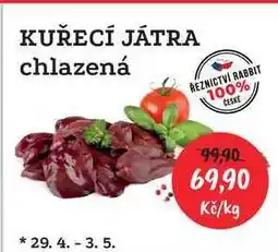 RABBIT řeznictví KUŘECÍ JÁTRA chlazená nabídka