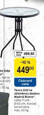 Tesco Tesco Stůl se skleněnou deskou Madrid Bistro nabídka