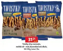 Qanto Twistky olivy-rozmarýn, mořská sůl - med, karamelizovaná cibule, nabídka