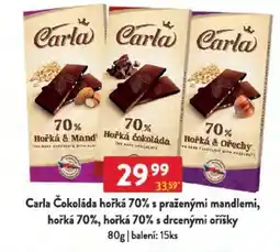 Qanto Carla Čokoláda hořká 70% s praženými mandlemi, hořká 70%, hořká 70% s drcenými oříšky nabídka