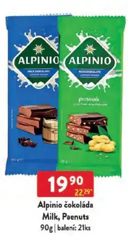 Qanto Alpinio čokoláda Milk, Paenuts nabídka