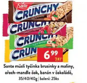 Qanto Sante müsli tyčinka brusinky a maliny, ořech-mandle čok, banán v čokoládě nabídka
