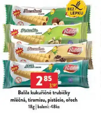 Qanto Balila kukuřičné trubičky mléčná, tiramisu, pistácie, ořech nabídka