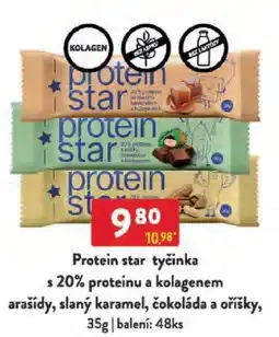 Qanto Protein star tyčinka s 20% proteinu a kolagenem arašídy, slaný karamel, čokoláda a oříšky nabídka