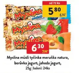 Qanto Myslina müsli tyčinka meruňka natura, borůvka jogurt, jahoda jogurt nabídka