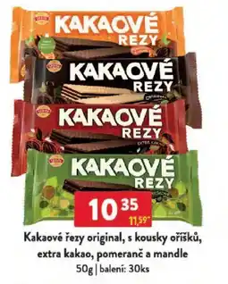 Qanto Kakaové řezy original, s kousky oříšků, extra kakao, pomeranč a mandle nabídka