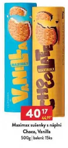 Qanto Maximax sušenky s náplní Choco, Vanilla nabídka