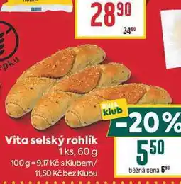 Billa Vita selský rohlík 1ks nabídka