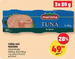 Penny Market TUŇÁK CELÝ MARINNA různé druhy, 3x80 g 3x52/56 g nabídka