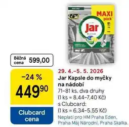 Tesco Jar Kapsle do myčky na nádobí, 71-81 ks, dva druhy nabídka