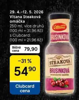 Tesco Vitana Steaková omáčka, 250 ml, více druhů nabídka