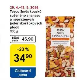 Tesco Tesco Směs kousků sušeného ananasu a nepražených jader skořápkových plodů nabídka