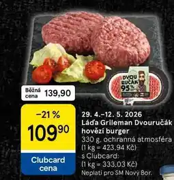 Tesco Lád'a Grileman Dvouručák hovězí burger nabídka
