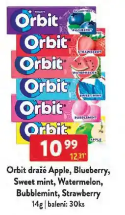 Qanto Orbit draže Apple, Blueberry, Sweet mint, Watermelon, Bubblemint, Strawberry nabídka