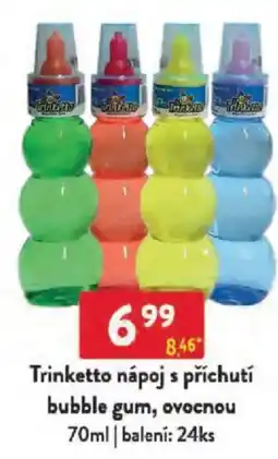 Qanto Trinketto nápoj s příchutí bubble gum, ovocnou nabídka