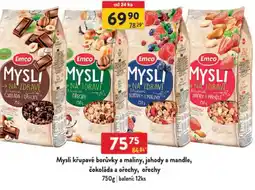 Qanto Mysli křupavé borůvky a maliny, jahody a mandle, čokoláda a ořechy, ořechy nabídka