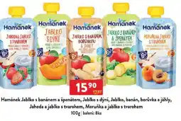 Qanto Hamánek Jablko s banánem a špenátem, Jablko s dýní, Jablko, banán, borůvka a jáhly, Jahoda a jablko s tvarohem nabídka
