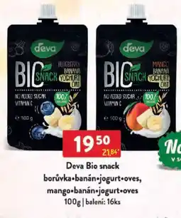 Qanto Deva Bio snack borůvka banán jogurt oves, mango banán jogurt oves nabídka