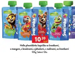 Qanto Hello přesnídávka kapsička se švestkami, s mangem, s broskvemi, s jahodami, s malinami, se švestkami nabídka