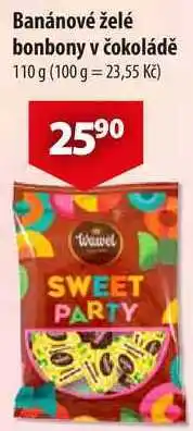 CBA Banánové želé bonbony v čokoládě nabídka