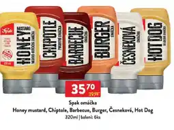Qanto Spak omáčka Honey mustard, Chiptole, Barbecue, Burger, Česneková, Hot Dog nabídka