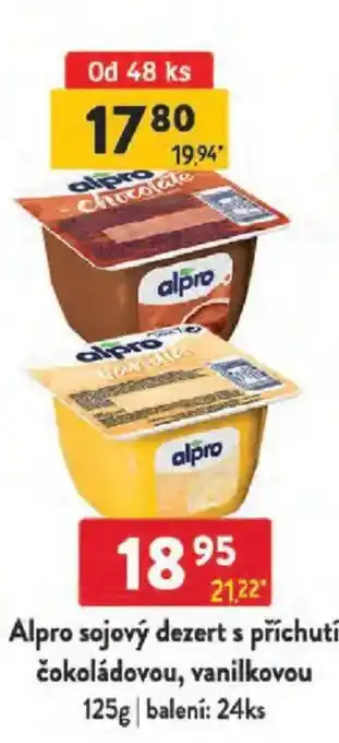Qanto Alpro sojový dezert s příchutí čokoládovou, vanilkovou nabídka