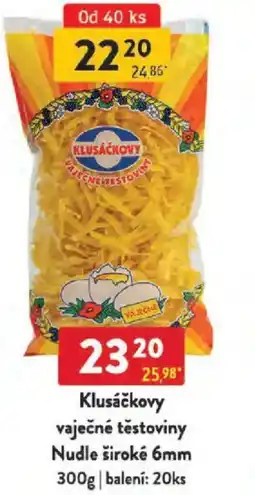 Qanto Klusáčkovy vaječné těstoviny Nudle široké 6mm nabídka