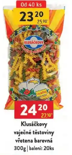 Qanto Klusáčkovy vaječné těstoviny vřetena barevná nabídka