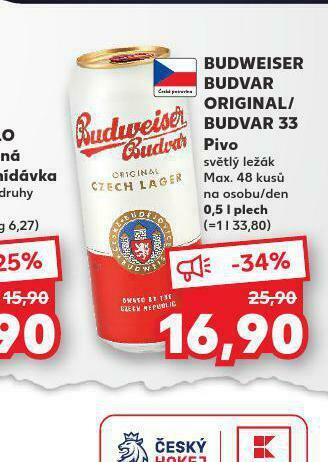 Kaufland Pivo budweiser budvar original nabídka