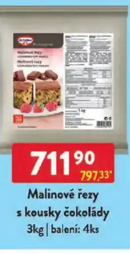 Qanto Dr. Oetker Malinové řezy s kousky čokolády nabídka